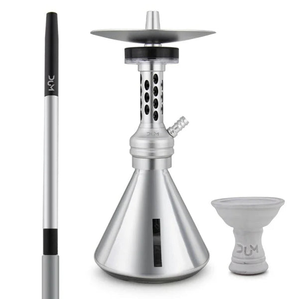 Zilveren Dum A07 Techno Smoke waterpijp met LED-licht en 34 cm kolom