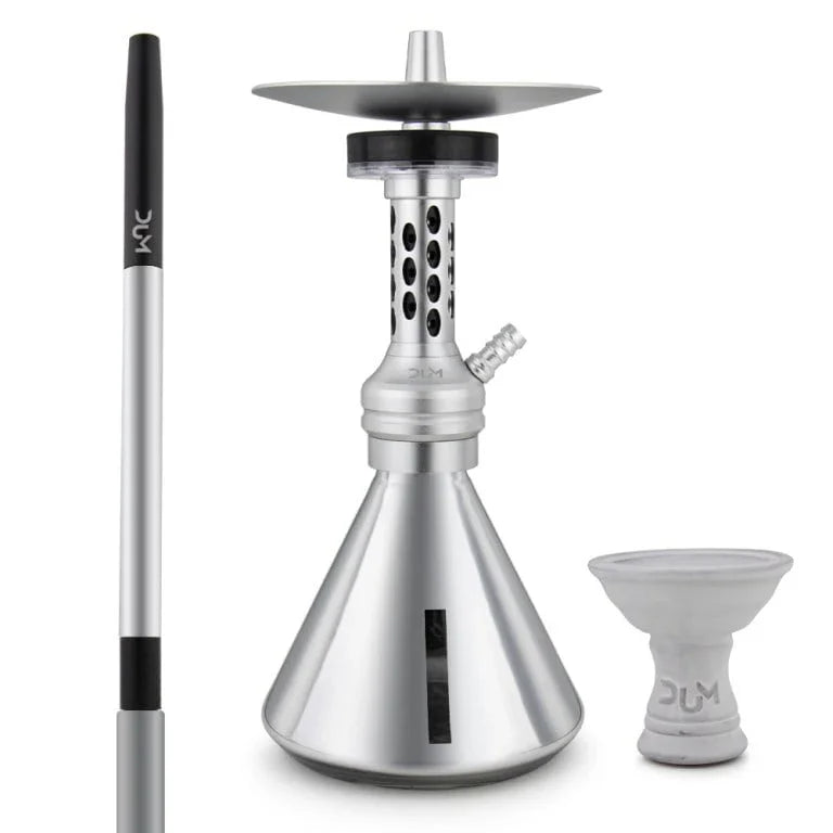 Zilveren Dum A07 Techno Smoke waterpijp met LED-licht en 34 cm kolom