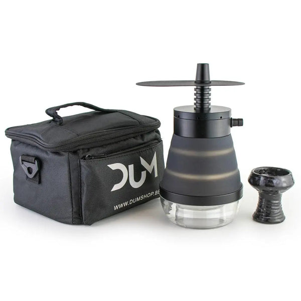 Dum Accordion hookah in het zwart, compact model van 23 cm