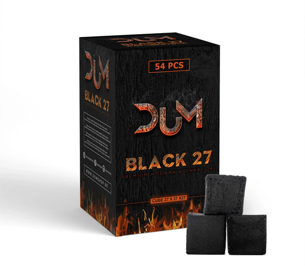 DUM Black 27mm kokosnoot kolen in kubusvorm voor je waterpijp