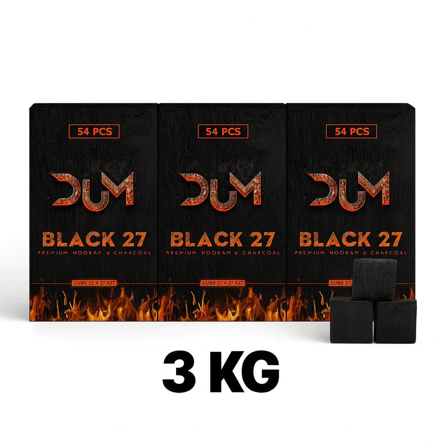 DUM Black waterpijp kolen 27 mm in 3 kg voordeelverpakking, hookah kolen