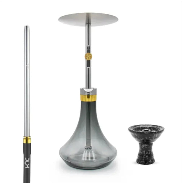 DUM Boost L D01 industriële hookah met aluminium rookkolom en glazen vaas