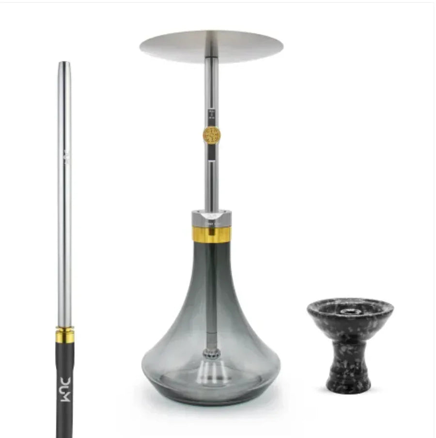DUM Boost L D01 industriële hookah met aluminium rookkolom en glazen vaas