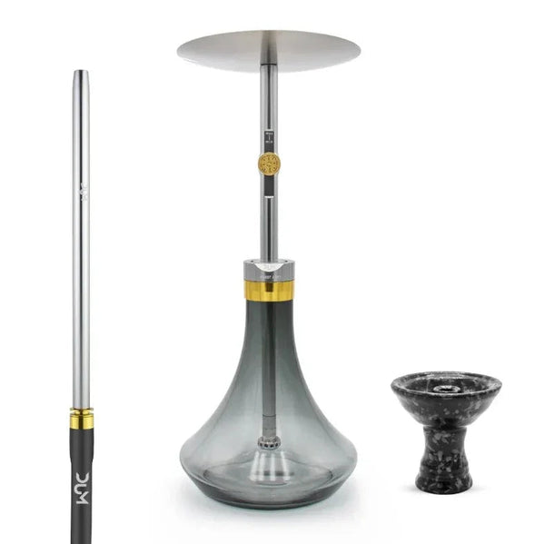 Vooraanzicht van de DUM Boost L hookah van 61 cm in roestvrij staal