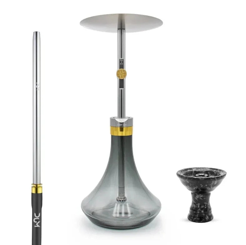 Vooraanzicht van de DUM Boost L hookah van 61 cm in roestvrij staal