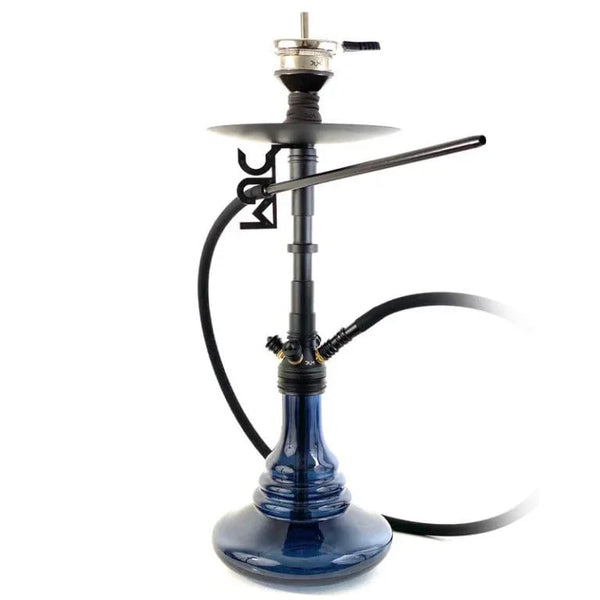 Zwarte Dum D100 Fat Smoke hookah met carbon fiber kolom en glazen vaas