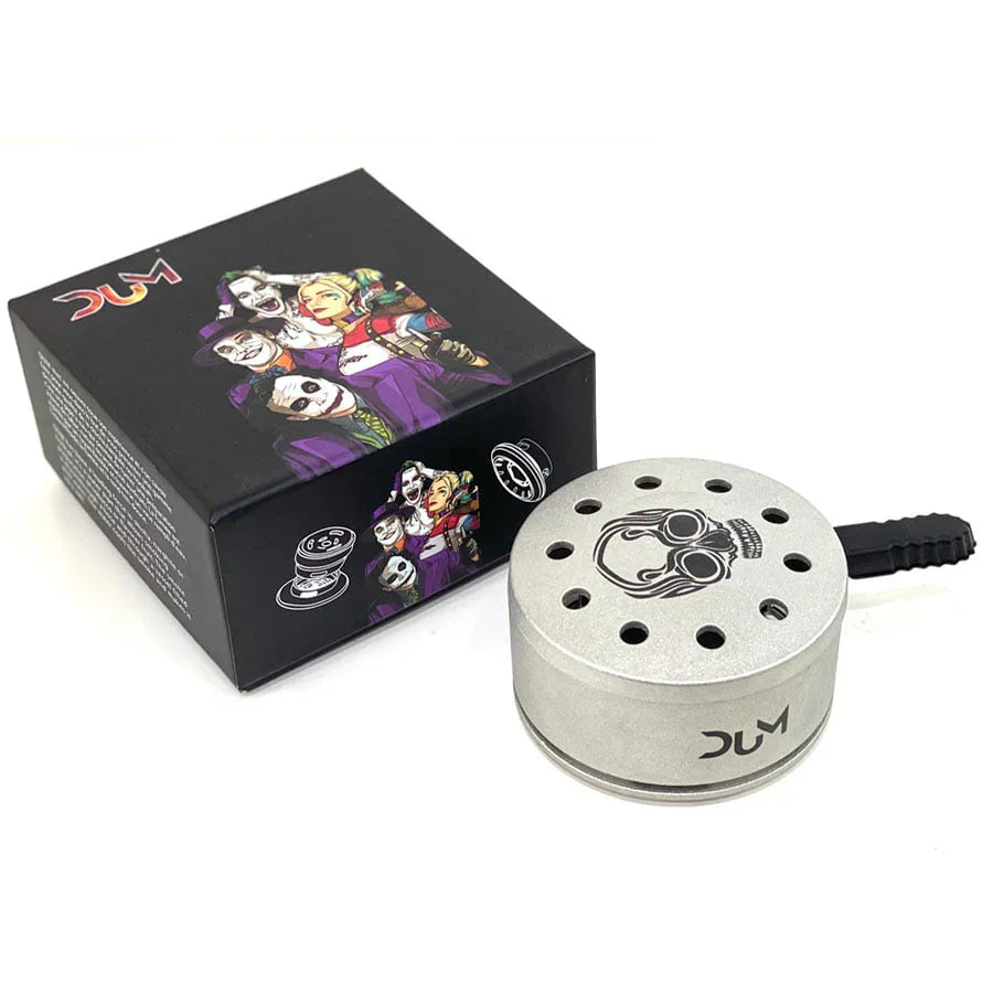 Dum Kaloud Skull Dome HMD op een waterpijp tabakskop met gezandstraald aluminium