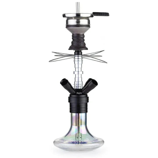 Zilveren Dum Magnum Mini hookah met aluminium rookkolom en glazen vaas
