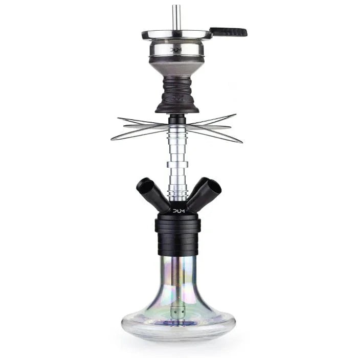 Zilveren Dum Magnum Mini hookah met aluminium rookkolom en glazen vaas