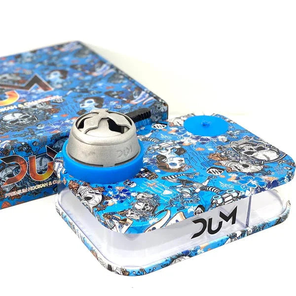 Dum Party Box shisha set in blauw met transparante glazen vaas