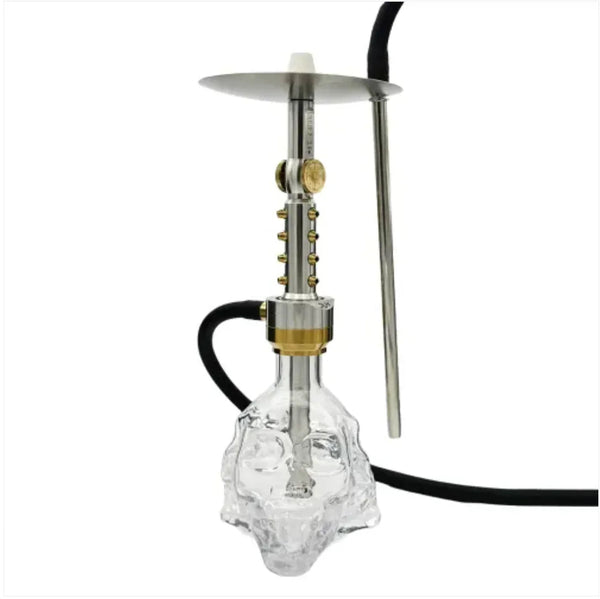 Goudkleurige DUM Phillip P hookah met zwarte accenten, circa 60 cm