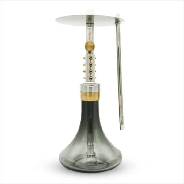 DUM Pro Phillip Golden Flame hookah in goud met vlammenpatroon, complete set van staal en glas