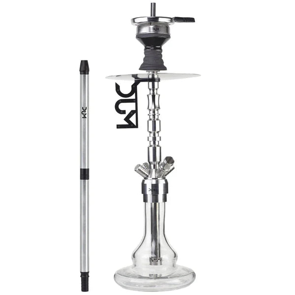 Complete Dum Ragnarok Zilver hookah met stalen kolom en glazen vaas