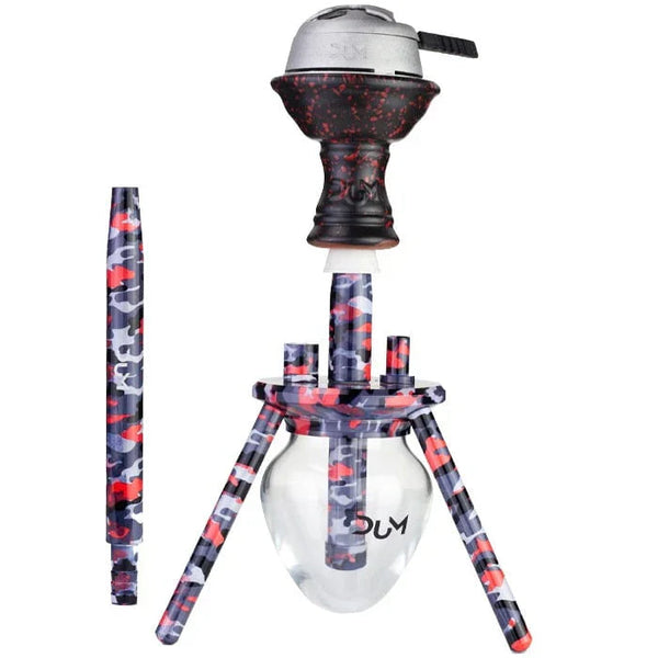 Rode Dum Spinne shisha met glazen camouflagevaas als complete set
