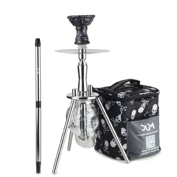 Vooraanzicht Dum Spinne Skull Zilver hookah van 45 cm