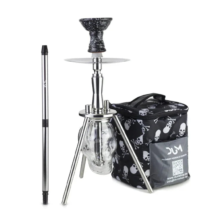 Vooraanzicht Dum Spinne Skull Zilver hookah van 45 cm