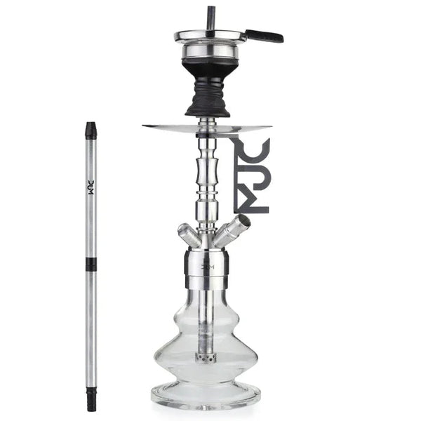 Zilveren DUM Junkie Silver waterpijp van roestvrij staal, compact model circa 45 cm