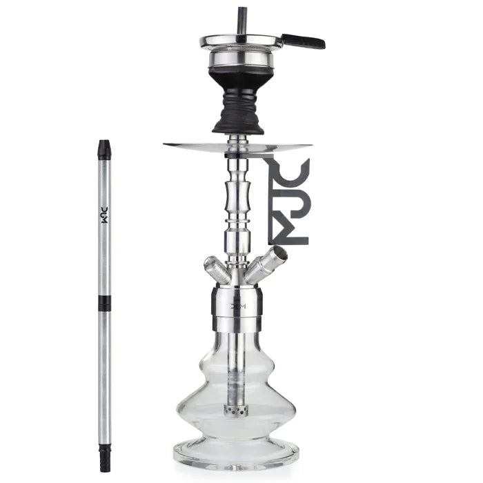 Zilveren DUM Junkie Silver waterpijp van roestvrij staal, compact model circa 45 cm