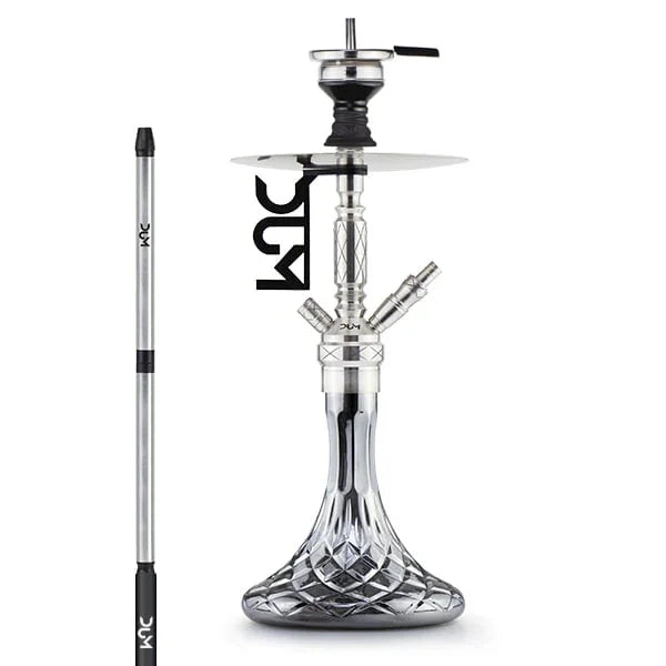 Zwarte Dum SS30 2.0 hookah waterpijp met gegraveerde kristallen vaas