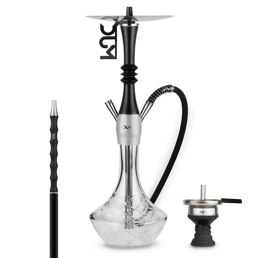 Dum SS65 Wood Smoke hookah van roestvrij staal en transparant kristalglas