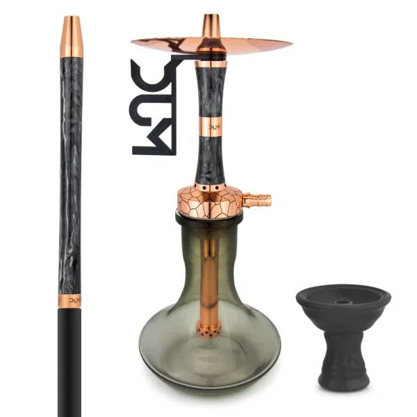 Zwart-gouden Dum SS68 Kazan shisha waterpijp gezien van voren