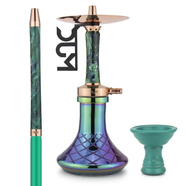Dum SS78 Samara Rainbow Gold hookah in groen met gouden afwerking