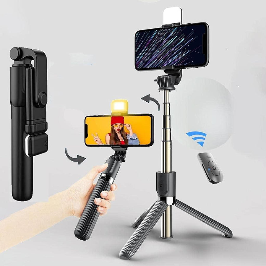 Exclusive N08S draadloze selfiestick met inklapbaar tripod en Bluetooth remote