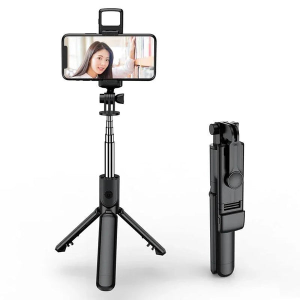 Exclusive S03 selfiestick met uitklapbaar statief en Bluetooth-afstandsbediening als tripod