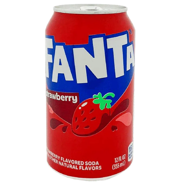 Fanta Strawberry USA blik 355ml, Amerikaanse import aardbeienfrisdrank