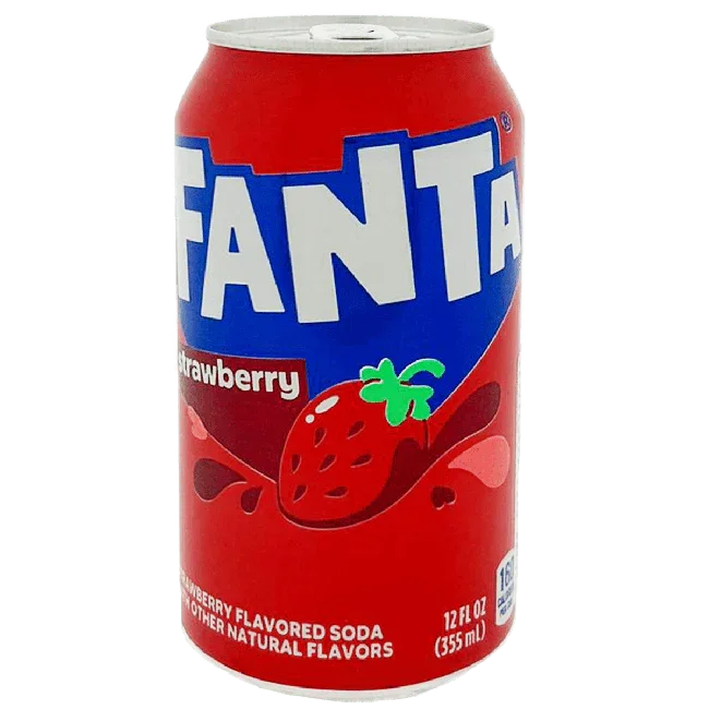 Fanta Strawberry USA blik 355ml, Amerikaanse import aardbeienfrisdrank