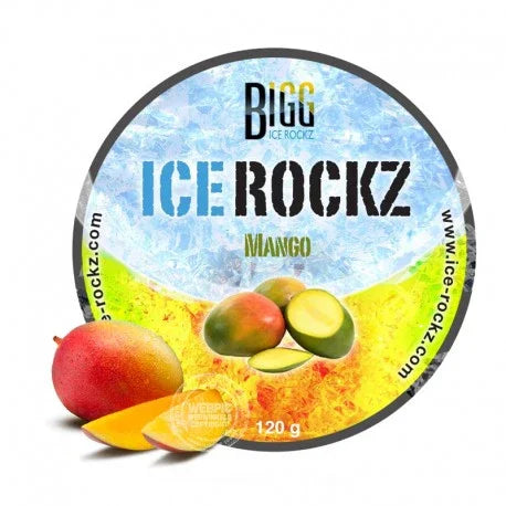 Flesje Bigg Ice Rockz Mango 120 gram dampstenen voor de waterpijp, tropische smaak zonder nicotine