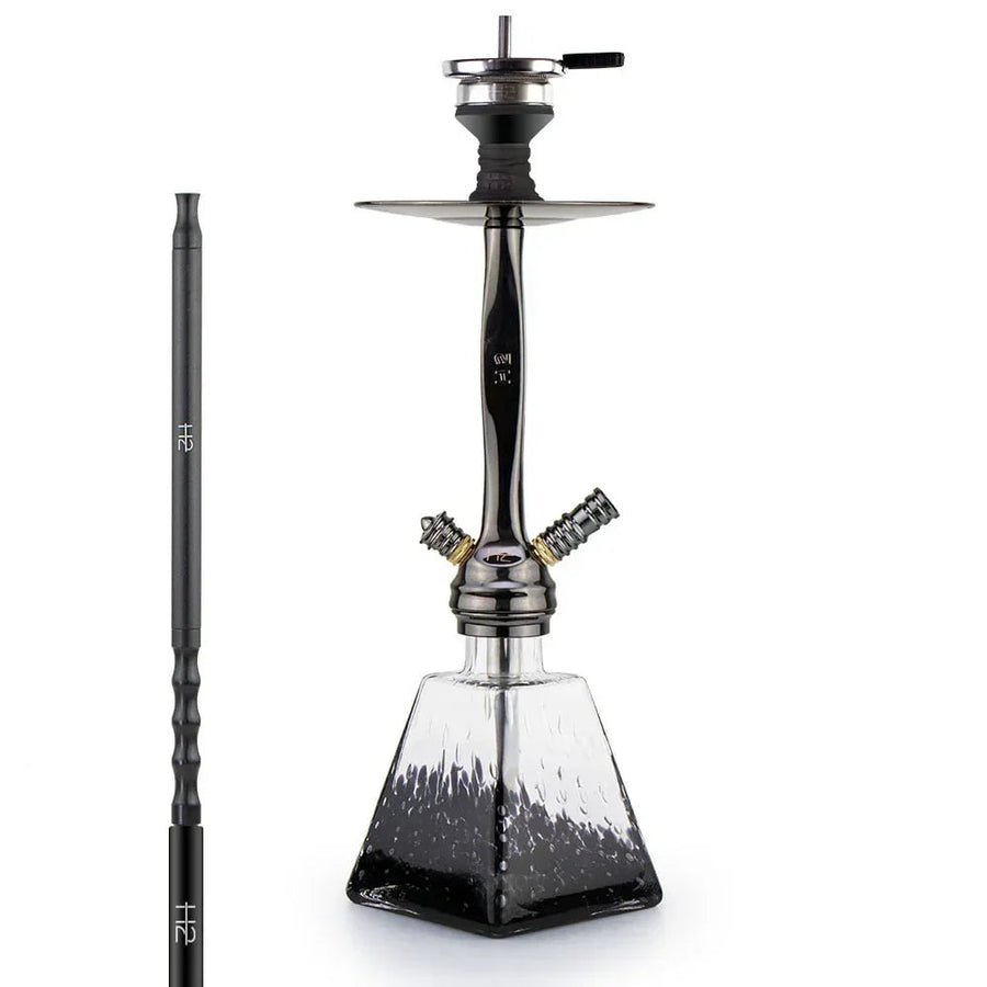 Zwarte H2 038 shisha om te huren, compact model met soft touch slang