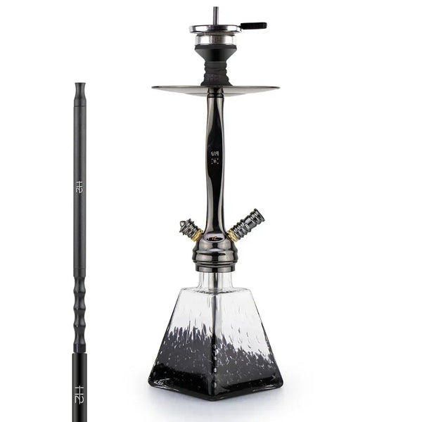 Zwarte H2 038 hookah set met aluminium mondstuk