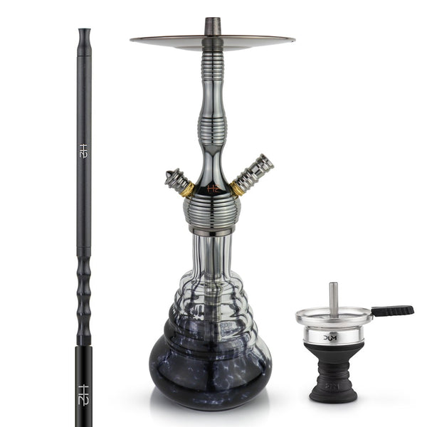 H2 470 B-BK hookah of 54 cm with dark stem, black base and accessories