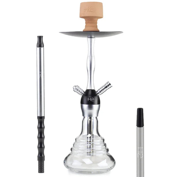 H2 Great Greedy H13 shisha in het zilver met glazen vaas