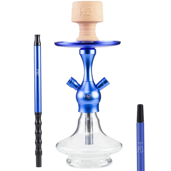 Blauwe H2 Greedy H10 shisha van 40 cm met glazen vaas