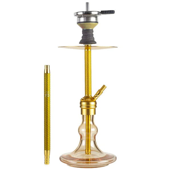 H2 H16 hookah goud met carbon-look aluminium kolom en complete set