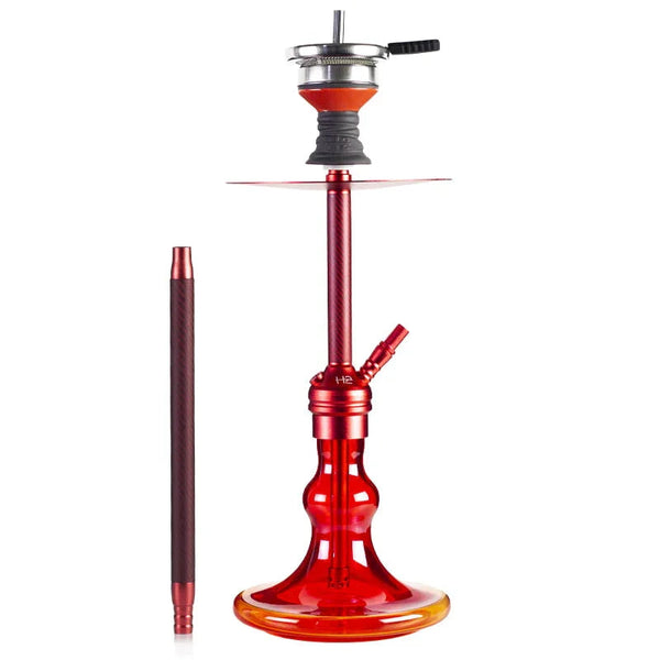 H2 H16 waterpijp rood, complete 48 cm set met diffuser en kop