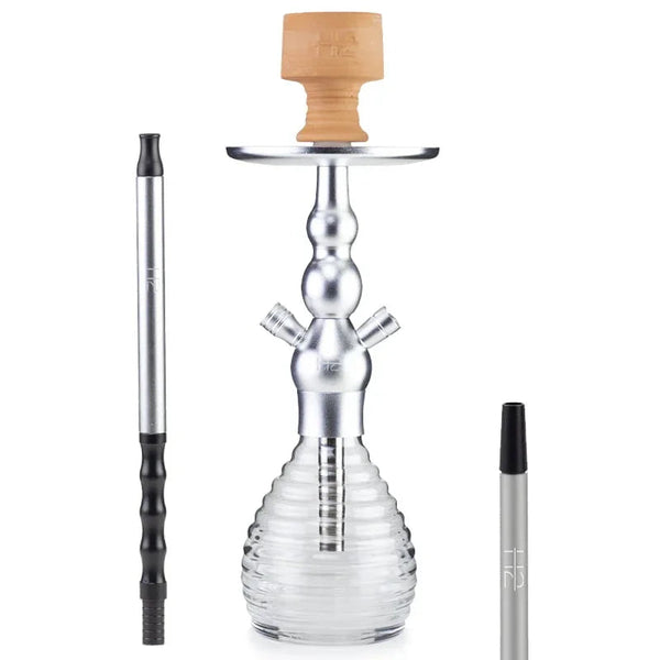 H2 Little Greedy H12 shisha in zilver, compact model van 40 cm