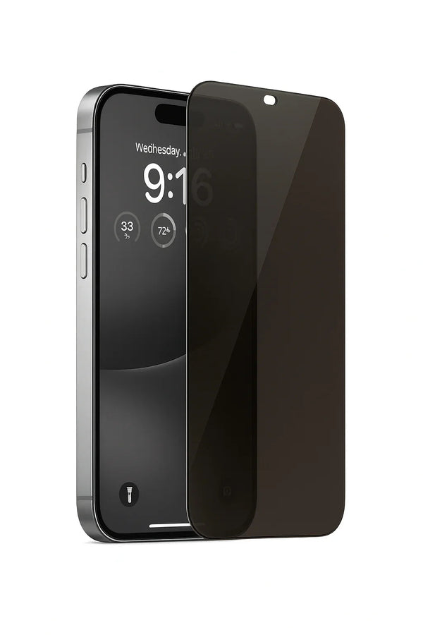 iPhone 16 screenprotector van gehard glas met privacyfilter tegen meekijkers