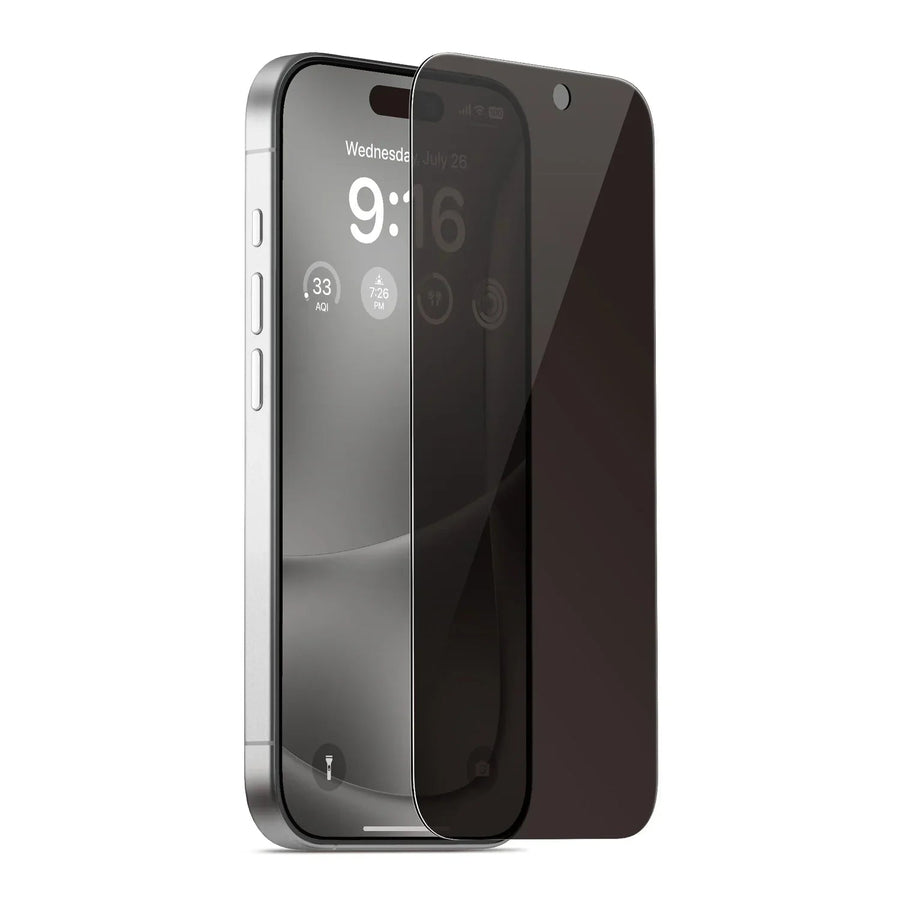 iPhone 16 Pro Max screenprotector met privacyfilter en gehard glas, dun en krasvast