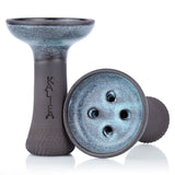 Kalifa Larimar vortex hookah bowl met zwart-lichtblauw patroon, handgemaakt Duits vakwerk, 4-gaats vortex-opening