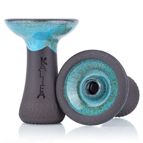 Kalifa Mini Neptun phunnel tabakskop in blauw-groen, vooraanzicht van de shisha kop