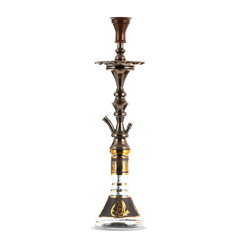 Khalil Mamoon Black shisha met messing schacht en donkere afwerking