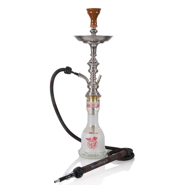 Khalil Mamoon Cafe Zilver shisha 70cm met stalen rookkolom en glazen basis