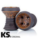 Oranje KS Original Lava Edition klei-stenen hookah tabakskop op witte achtergrond