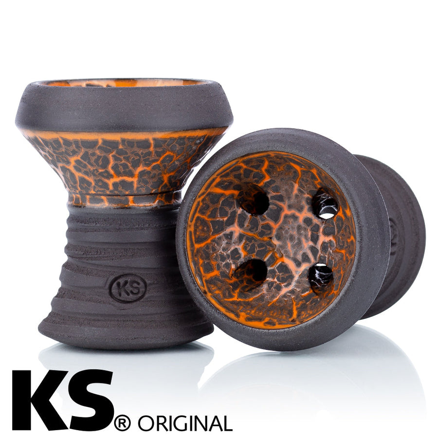 Oranje KS Original Lava Edition klei-stenen hookah tabakskop op witte achtergrond