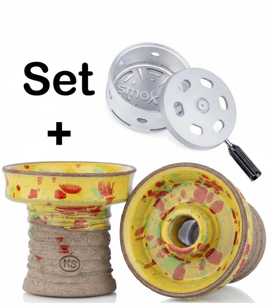 KS Player Yellow Punch tabakskop met Smokah HMD 2.0 Silver, complete shisha set