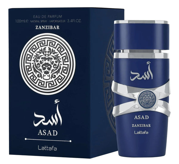 Lattafa Asad Zanzibar parfum met vanille, amber en kruiden bij Mizori