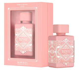 Lattafa Noble Blush parfumfles met bloemig-oosterse damesgeur van roos, oud en vanille